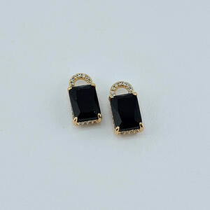 Bomb Party Charming Hoops CHARMS ONLY Black Onyx & Clear CZ on GOLD